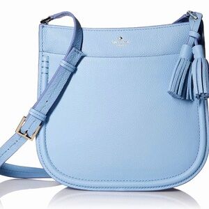 Kate Spade Orchard Street Hemsley blue dawn pebbled leather crossbody w/ tassels